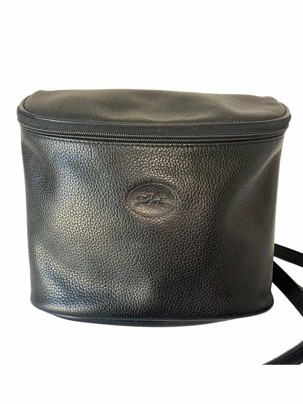 Longchamp Le Foulonné Dark Blue Pebbled Leather Crossbody Bag France Vintage